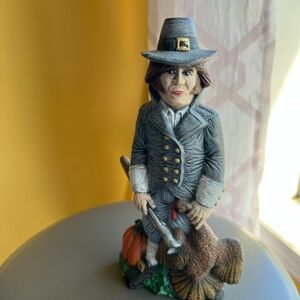 Pilgrim Figurine with Turkey and Pumpkin